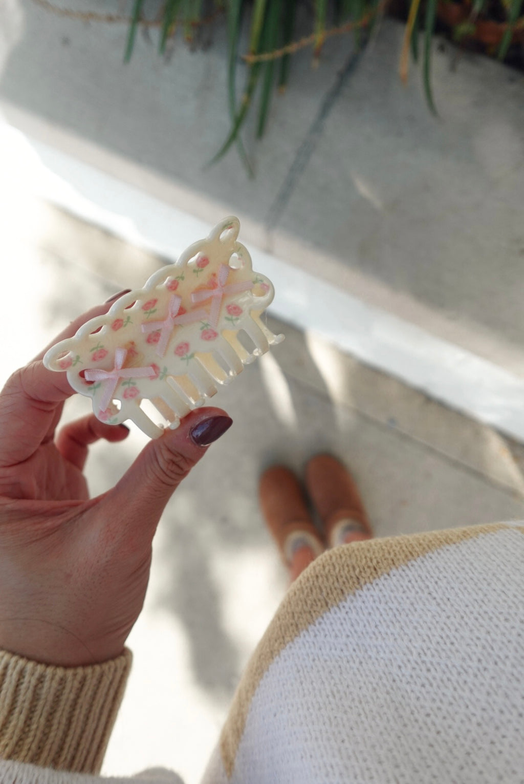 Pink Bow Claw Clip