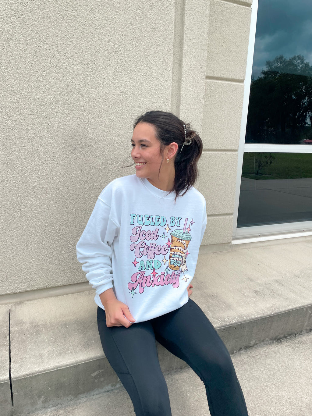 Fueled By Iced Coffee and Anxiety Crewneck
