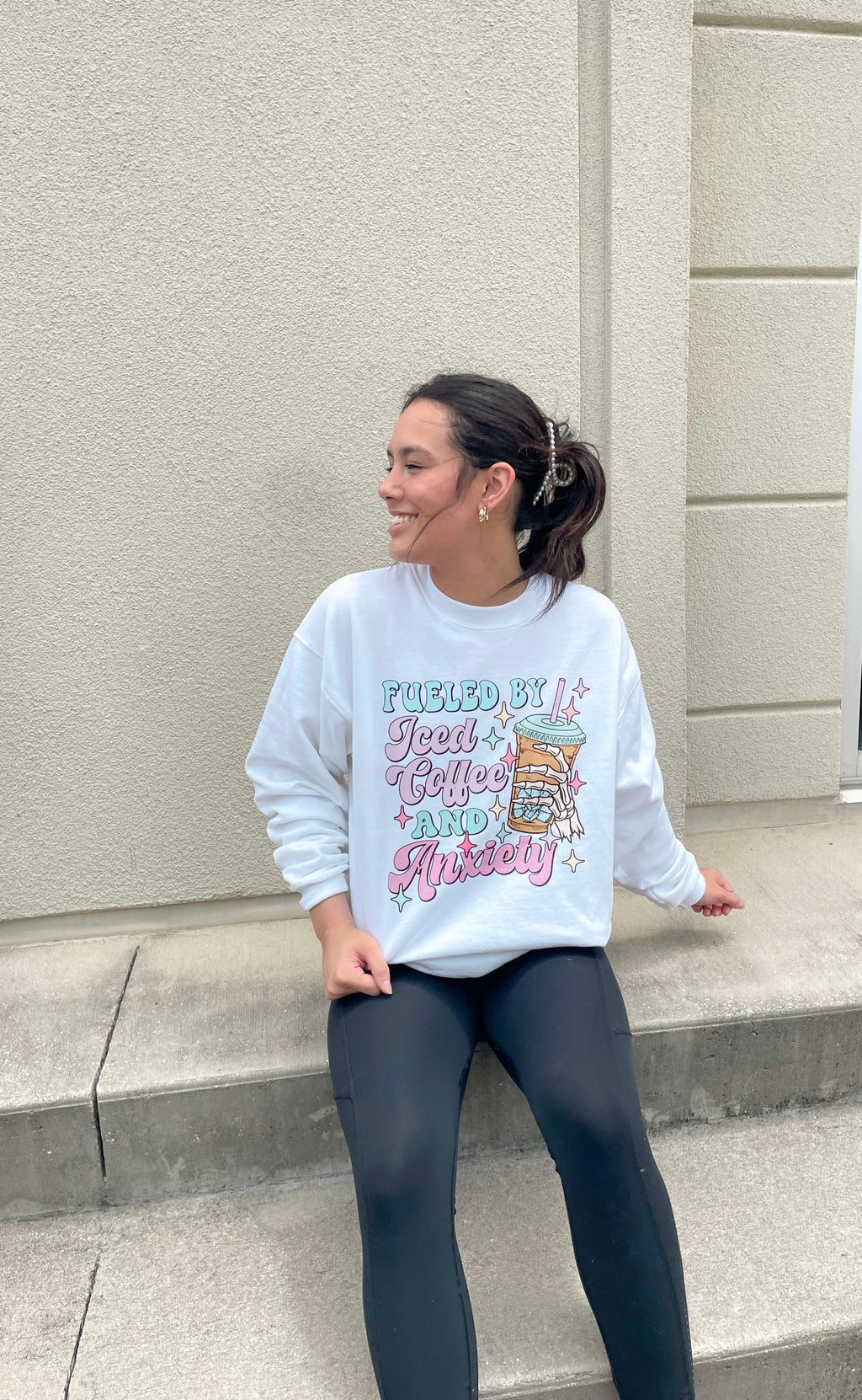 Fueled By Iced Coffee and Anxiety Crewneck