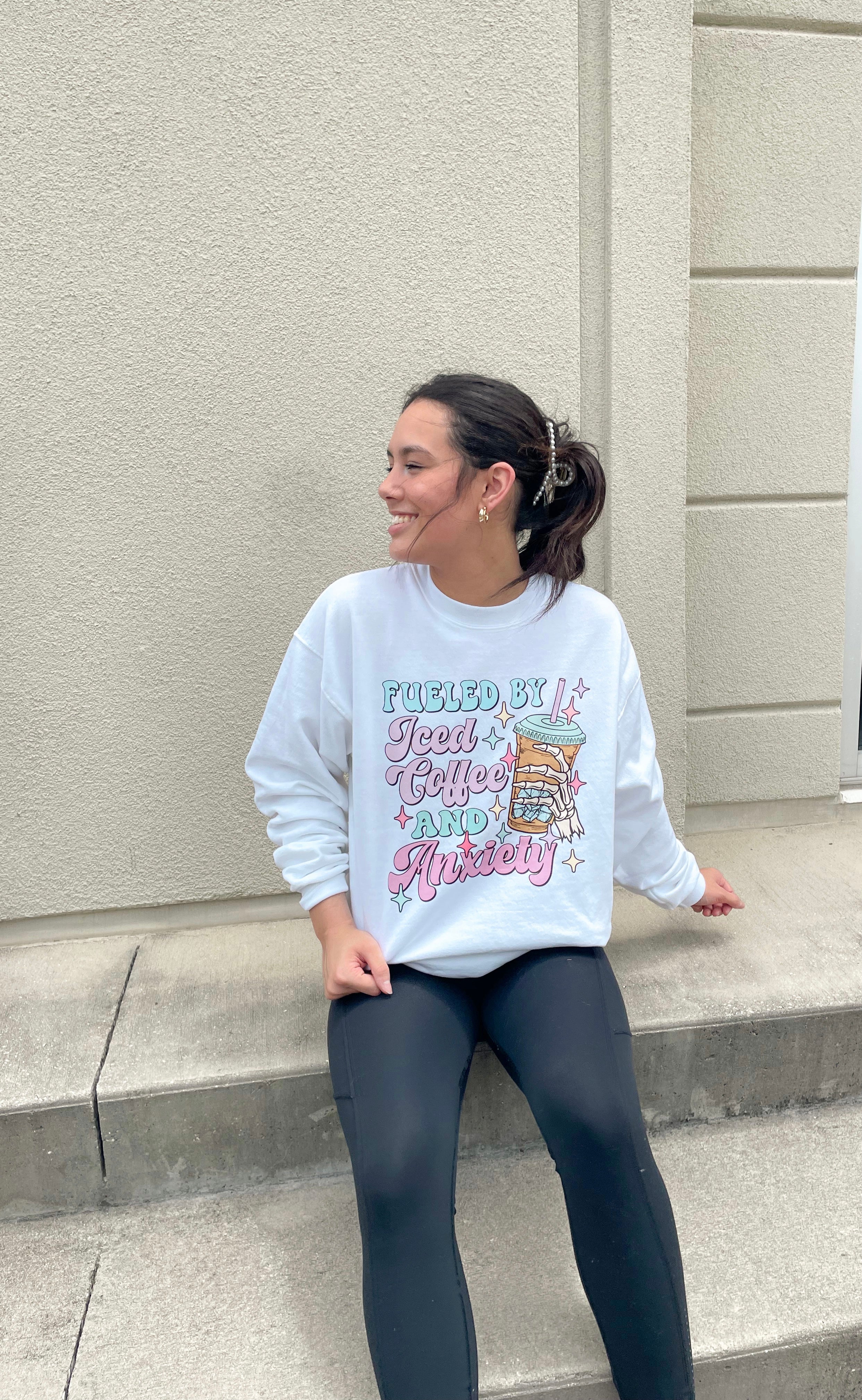 Fueled By Iced Coffee and Anxiety Crewneck