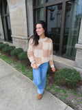 Maria Beige Checkered Sweater
