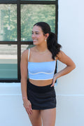 Kelsey Sculpting Tank - blue with white piping