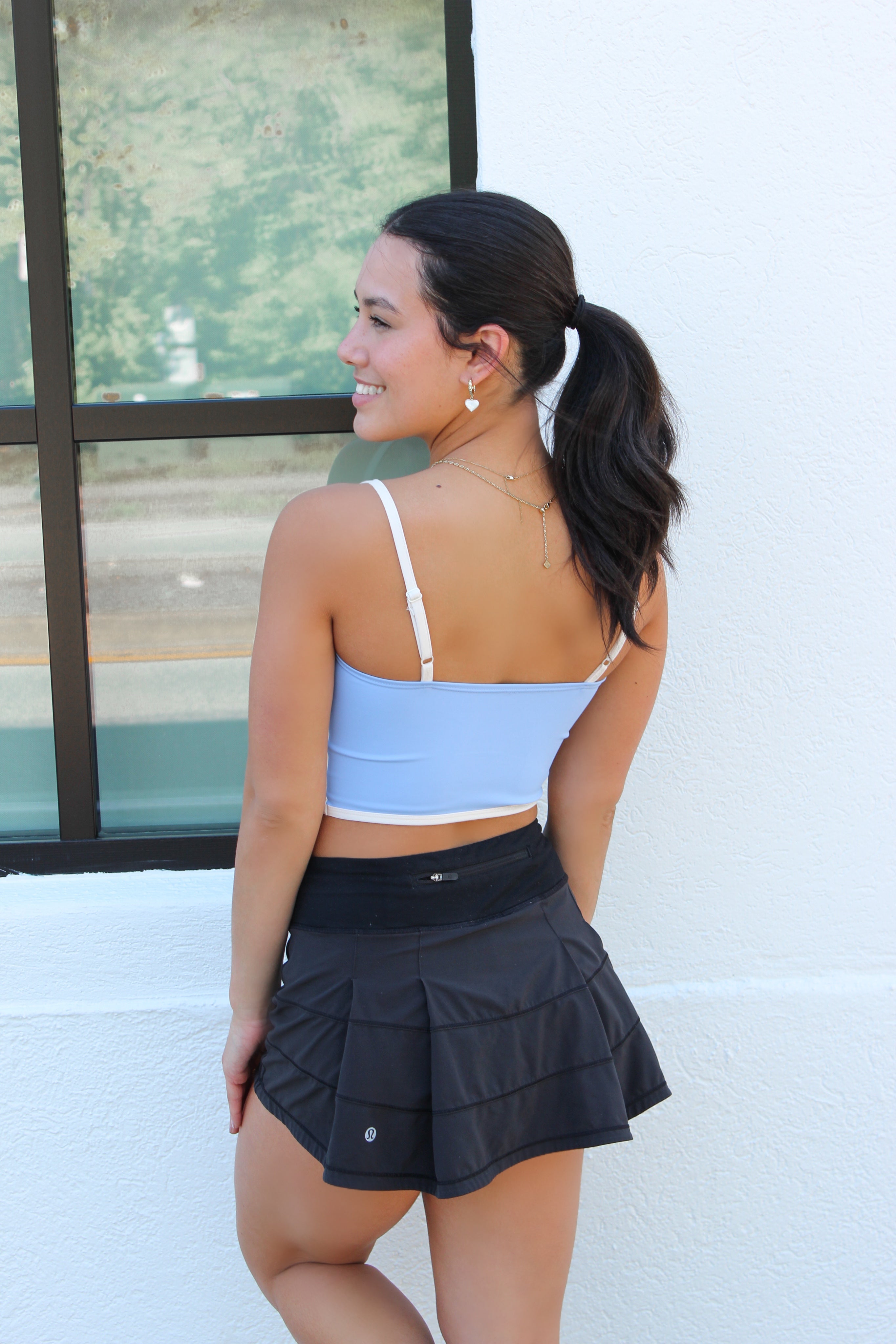 Kelsey Sculpting Tank - blue with white piping