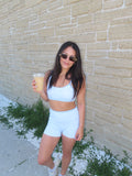 Blue Gingham Sports Bra and Shorts