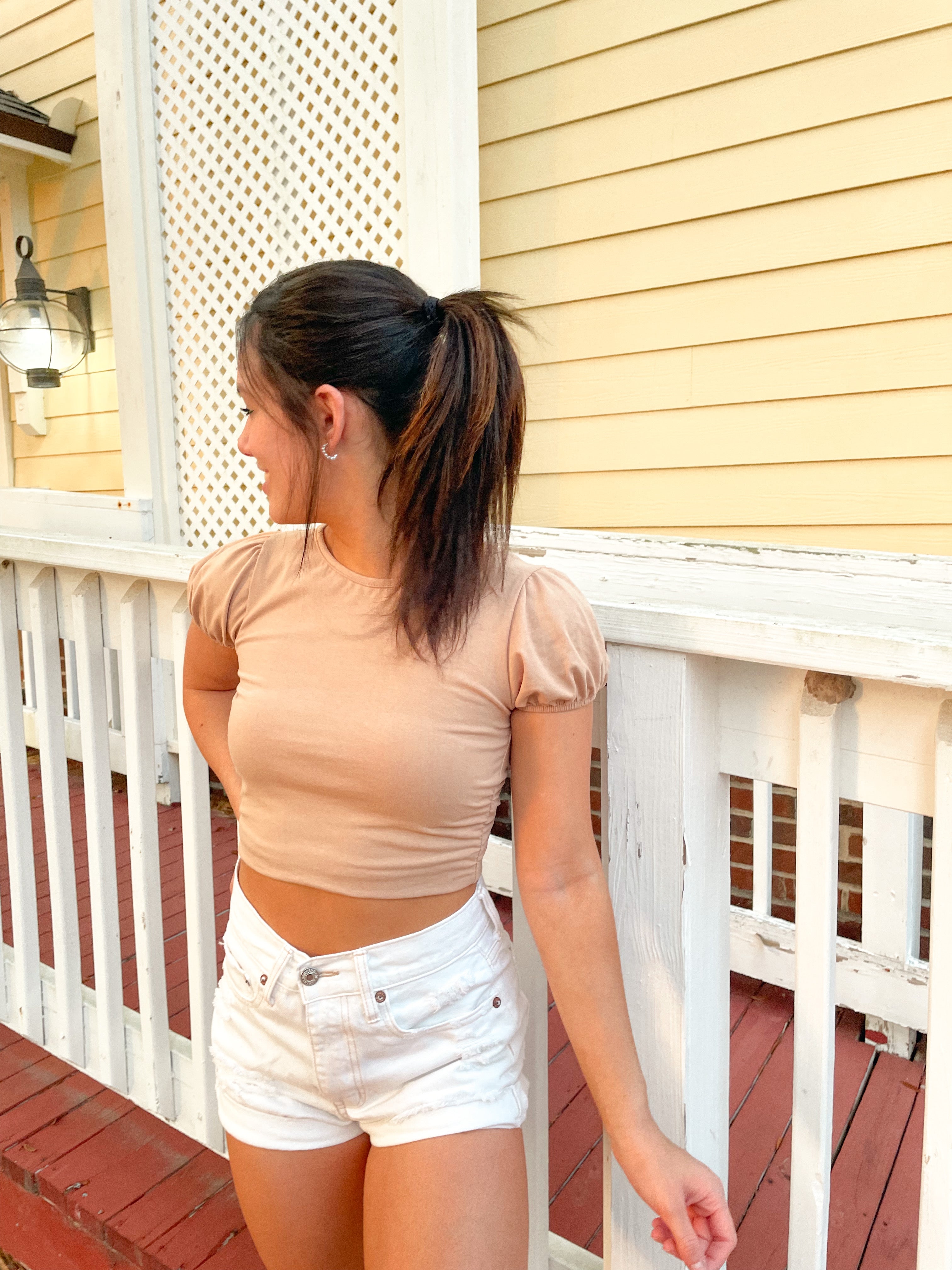 Short Sleeve Back Tie Top