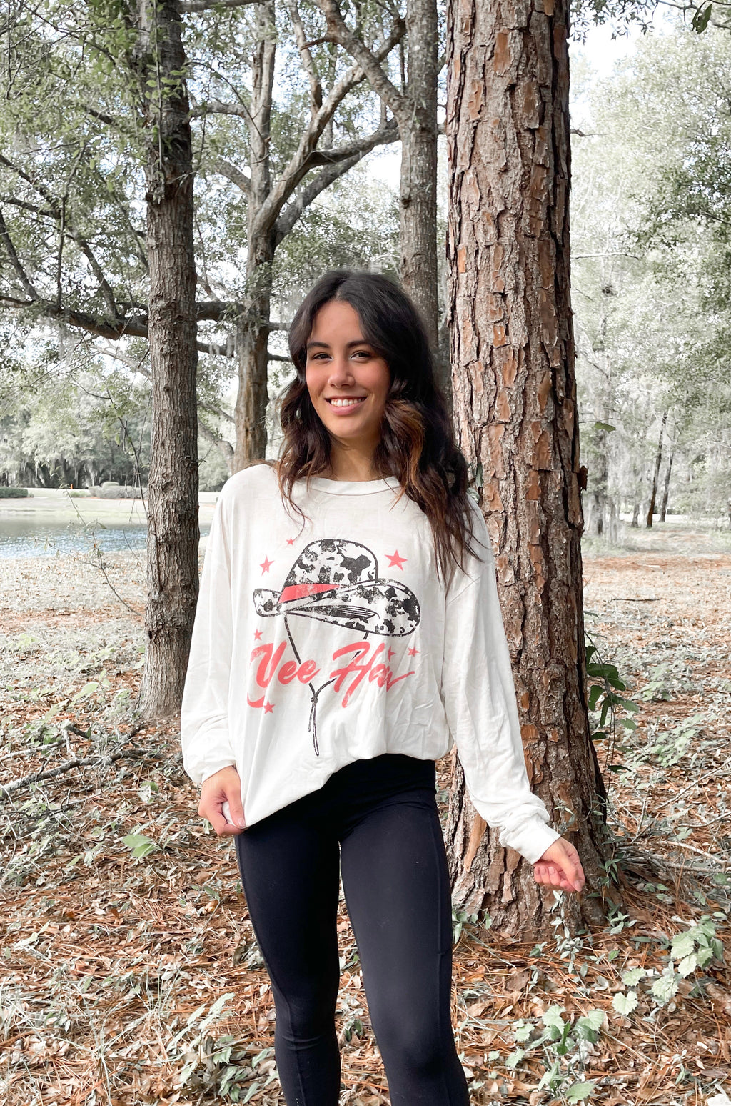 Yee Haw Long Sleeve Tee with Pockets