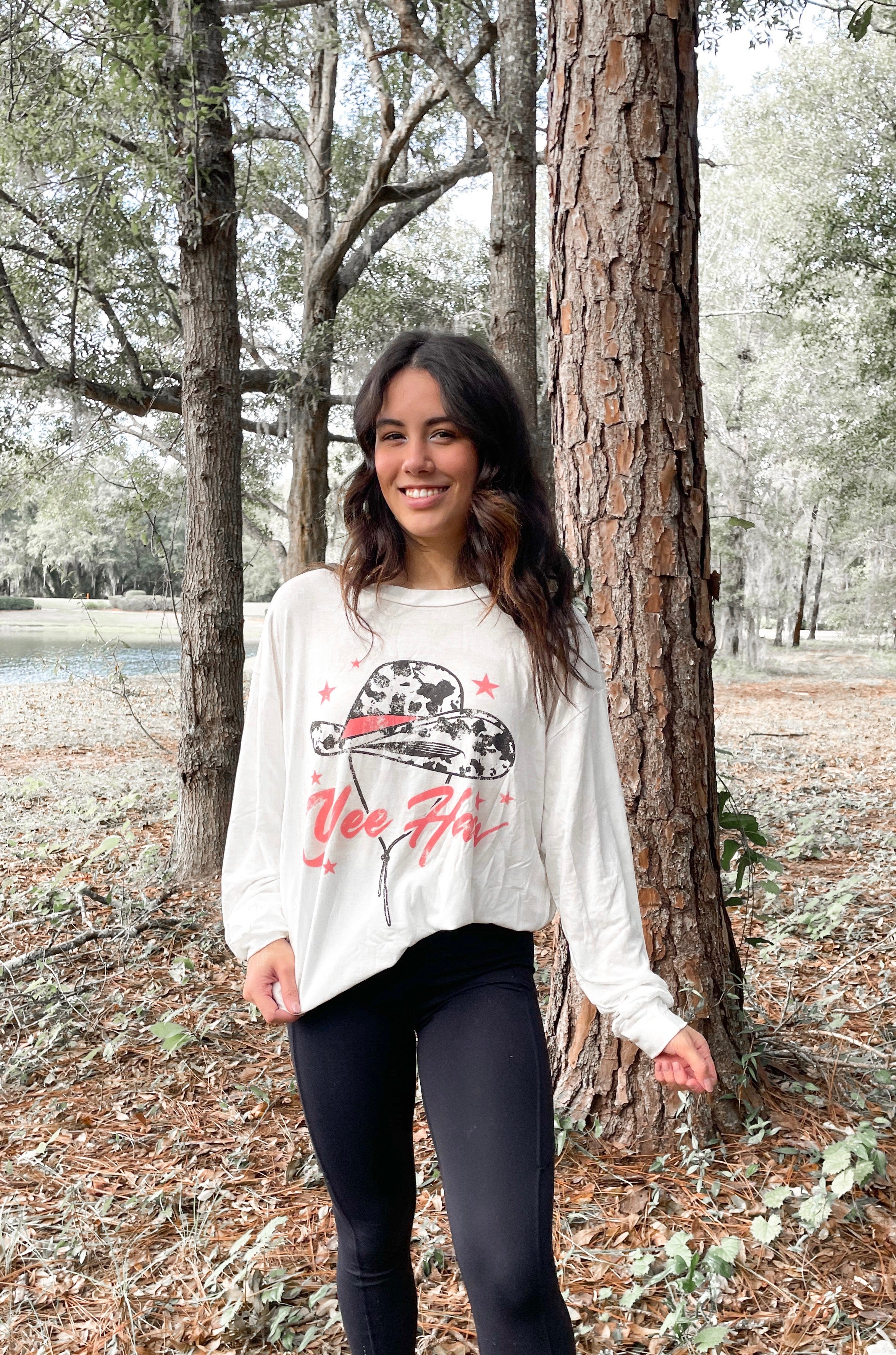 Yee Haw Long Sleeve Tee with Pockets